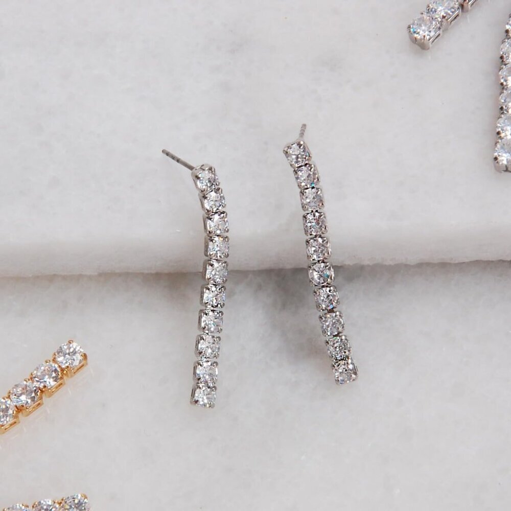 Diamond Drop Earrings Women Cubic Zirconia Silver Dangle Statement Jewelry - Picture 8 of 9